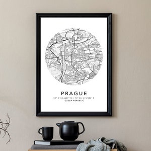 Prag Karte Drucken Gerahmte Leinwand Wand Kunst Poster Tschechien Karte Drucke mit Rahmen Weltkarte Kunst Poster Stadt Straße Straßenkarte