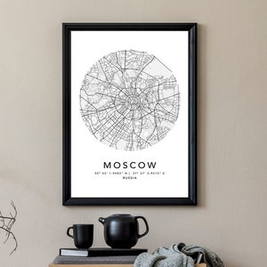 Moskau Karte Druck Gerahmte Leinwand Wand Kunst Poster Russland Karte Drucke mit Rahmen Weltkarte Kunst Poster Stadt Straße Straßenkarte