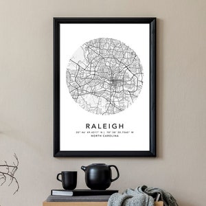 Raleger Kartendruck Gerahmte Leinwand Wandkunst Poster USA Karte Druck Schwarzweiß USA Map Kunstposter City Street Straßenkarte