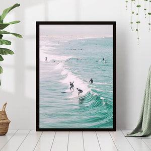 Surf Poster Kalifornien Retro Ozean Wellen Strand Surfer Sommer Fotografie Weich Küsten Wand Kunst Dekor Leinwand Rahmen Gedruckt Boho Meerwasser