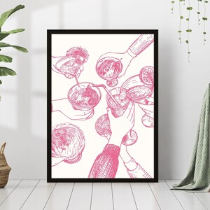 Cheers Print Modern Minimalist Bar Cart Wall Art Retro Liquor Drinks Cocktails Poster Club Dance Party Canvas Framed Printed Trendy Funky