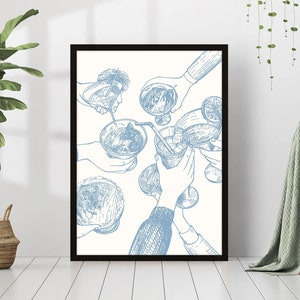 Cheers Print Modern Minimalist Bar Cart Wall Art Retro Liquor Drinks Cocktails Poster Club Dance Party Canvas Framed Printed Trendy Funky