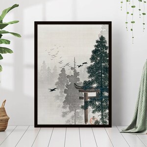 Vintage japanische asiatische Kiefer Bäume Landschaft Malerei Leinwand Druck Poster gerahmt Antike Wand-Kunst-Dekor Trendy Wohnzimmer Print koreanische Retro