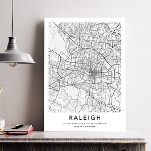 Raleger Kartendruck Gerahmte Leinwand Wandkunst Poster USA Karte Druck Schwarzweiß USA Map Kunstposter City Street Straßenkarte