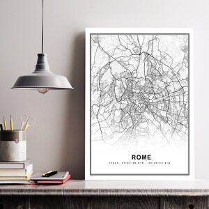 Rom Karte Druck Gerahmte Leinwand Wand Kunst Poster Italien Karte Drucke mit Rahmen Weltkarte Kunst Poster Stadt Straße Straßenkarte