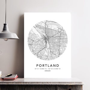 Portland Map Print Gerahmte Leinwand Wandkunst Poster USA Karte Prints with Frame USA Map Art Poster City Street Road Map