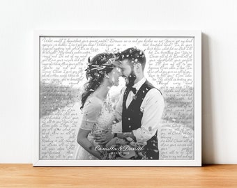 Hochzeit Songtext mit Foto Personalisierter Erste Tanz Lieblingssong Leinwand Druck 1st Jahrestag Benutzerdefiniertes Schild Eingerahmt Vatertagsgeschenk