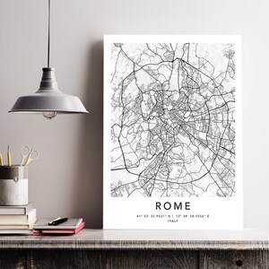Rom Karte Druck Gerahmte Leinwand Wand Kunst Poster Italien Karte Drucke mit Rahmen Weltkarte Kunst Poster Stadt Straße Straßenkarte