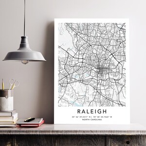 Raleger Kartendruck Gerahmte Leinwand Wandkunst Poster USA Karte Druck Schwarzweiß USA Map Kunstposter City Street Straßenkarte