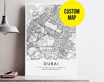Póster con mapa de calles de tu ciudad natal. Póster personalizado con mapa de la ciudad. Impresión artística enmarcada en lienzo. Descarga digital. Póster con mapa personalizado. Arte de pared con tu ubicación en cualquier ciudad.