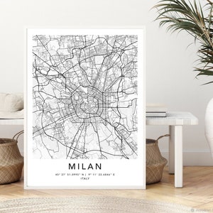 Mailand Karte Druck Gerahmte Leinwand Wand Kunst Poster Italien Karte Drucke mit Rahmen Weltkarte Kunst Poster Stadt Straße Straßenkarte