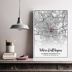 Where It All Began Map Printable Anniversary Gift for Him Her Personalized First Date Location Custom Street Map Canvas Valentines Day Gift