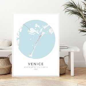 Venetië kaartafdruk ingelijste canvas muurkunstposter Italië kaart wordt afgedrukt met lijst wereldkaart kunstposter stad straat wegenkaart