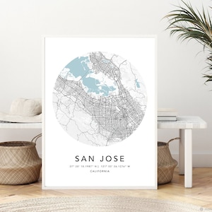 San Jose kaartafdruk ingelijste canvas muurkunstposter Verenigde Staten stadskaart wordt afgedrukt met lijst VS kaart kunstposter Stadsstraat wegenkaart