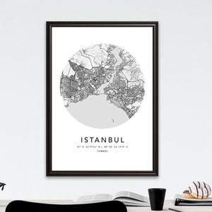 Istanbul Karte Druck Gerahmte Leinwand Wand Kunst Poster Türkei Karte Drucke mit Rahmen Weltkarte Kunst Poster Stadt Straße Straßenkarte