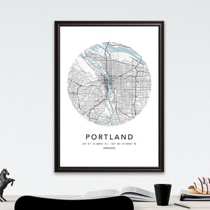 Portland Map Print Gerahmte Leinwand Wandkunst Poster USA Karte Prints with Frame USA Map Art Poster City Street Road Map