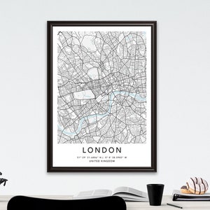 London Map Print Framed Canvas Wall Art Poster United States City Map Prints with Frame World Map Art Poster City Street Road Map