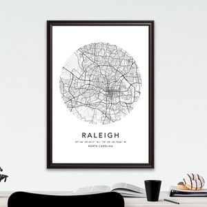 Raleger Kartendruck Gerahmte Leinwand Wandkunst Poster USA Karte Druck Schwarzweiß USA Map Kunstposter City Street Straßenkarte