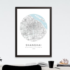 Shanghai Karte Druck Leinwand Wand Kunst Poster China Karte Prints mit Rahmen Weltkarte Kunst Poster Stadt Straße Straßenkarte