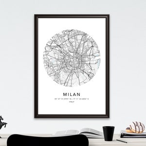 Mailand Karte Druck Gerahmte Leinwand Wand Kunst Poster Italien Karte Drucke mit Rahmen Weltkarte Kunst Poster Stadt Straße Straßenkarte