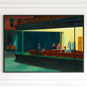 Edward Hopper Nighthawks Leinwanddruck Poster Rahmen Gemälde Wand Kunst Dekor Vintage Moderne Berühmte Gemälde Amerikanischer Realismus Diner Bar