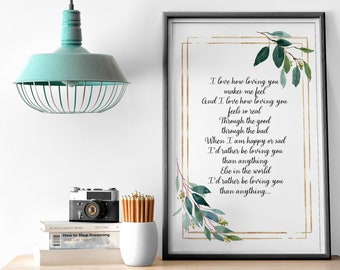 Custom Quote Print Sign Framed Canvas Wall Art Poster Personalized Gifts Printable Calligraphy Print Song Lyrics Printed Fathers Day Gift