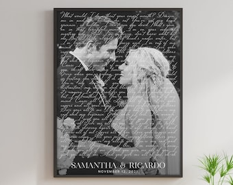 Wedding Song Lyrics with Photo Personalized First Dance Favorite Song Canvas Print 1st Anniversary Custom Sign Framed Fathers Day Gift