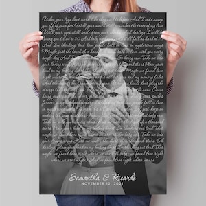 Lieblingssongtext Wandkunst von Ihrem Fotodruck Erster Tanzsongtext Leinwand Hochzeitstag Geschenk Gelübde Paar Vatertagsgeschenk