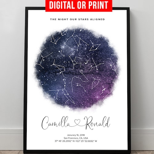 The Night We Met Star Map Poster Print Custom Night Sky Canvas Etsy