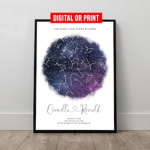 The Night We Met Star Map Poster Druck Benutzerdefinierte Nachthimmel Leinwand mit Rahmen Personalisierte Hochzeitstag Verlobung Valentinstag Geschenk
