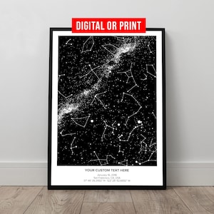 Stampa mappa stellare personalizzata Stampa cielo notturno personalizzata Tela con cornice Anniversario di matrimonio Fidanzamento San Valentino Regalo per lui e lei