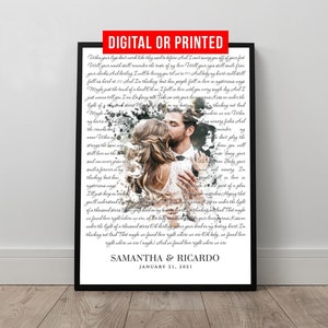 Hochzeit Songtext mit Foto Personalisierter Erste Tanz Lieblingssong Leinwand Druck 1st Jahrestag Benutzerdefiniertes Schild Eingerahmt Vatertagsgeschenk