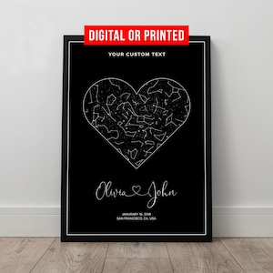 The Night We Met Herz Stern Karte Poster Druck Benutzerdefinierte Nachthimmel Leinwandrahmen Personalisierter Hochzeitstag Verlobung Valentinstag Geschenk
