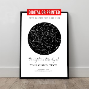 Die Nacht Unsere Sterne ausgerichtet Sterne Karte Poster Druck Benutzerdefinierte Nachthimmel Leinwand mit Rahmen Personalisierter Hochzeitstag Verlobung Tag Geschenk