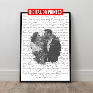 Wedding Song Lyrics with Photo Personalized First Dance Favorite Song Canvas Print 1st Anniversary Custom Sign Framed Fathers Day Gift