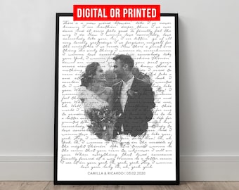 Wedding Song Lyrics with Photo Personalized First Dance Favorite Song Canvas Print 1st Anniversary Custom Sign Framed Fathers Day Gift