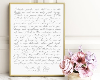 Custom Quote Print Sign Framed Canvas Wall Art Poster Personalized Gifts Printable Calligraphy Print Song Lyrics Printed Valentines Day Gift
