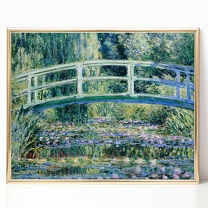 Cuadro impreso en lienzo con nenúfares en la pasarela japonesa de Claude Monet, enmarcado o digital, arte de pared de un artista famoso, decoración moderna para sala de estar