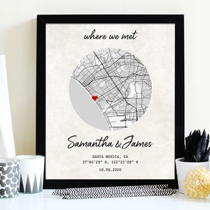 Where It All Began/where We Met Map, Location Map Wooden Framed Wall Art,  Custom Wedding Anniversary Gifts for Couple, Valentines Day Gifts 