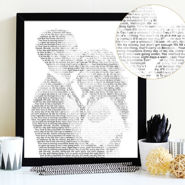 Wedding Song Lyrics from Photo Personalized First Dance Favorite Song Canvas Print 1st Anniversary Custom Sign Framed Valentines Day Gift