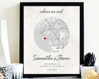 Anniversary Gift Love Map Where It All Began Where We Met Romantic Gift Minimalist Map Custom Gift Personalized First Meeting Date Memory