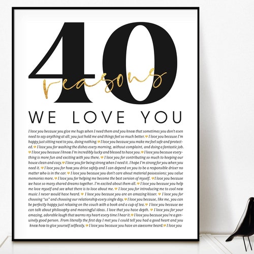 40-reasons-why-we-love-you-poster-frame-personalized-40th-etsy-australia