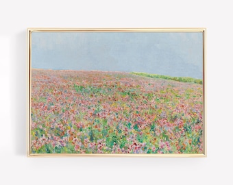 Summer Wildflower Meadow Spring Field Landscape Canvas Print Poster Framed Painting Art Farmhouse French Country Decor Vintage Cottagecore