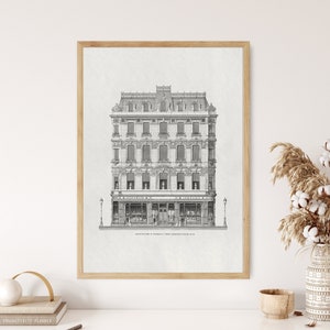 Vintage Gebäude Architektur Bleistift Druck Skizze Zeichnung Radierung Stadtbild Fine Art Dekor Wand Kunst Leinwand gerahmtes gedrucktes Poster