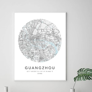Guangtong Map Print Leinwand Wandkunst Poster China Map Prints mit Rahmen Weltkarte Kunstplakat Stadtstraße Straßenkarte