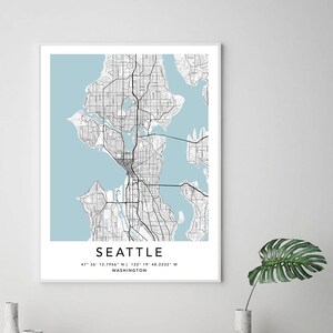 Setattle Karte Kunstdruck Gerahmte Leinwand Wandkunst Poster USA Karte Stadtplan Drucke mit Rahmen USA Map Kunstposter City Street Straßenkarte