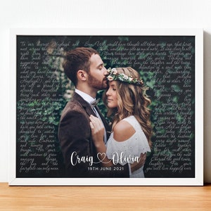 Hochzeit Song Lyrics mit Foto Personalisierte Erste Tanz Lieblingslied Leinwand Druck 1. Jahrestag Benutzerdefinierte Zeichen gerahmt Valentinstag Geschenk