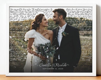 Photo Song Lyrics First Dance Wedding Personalized Favorite Song Canvas Print 1st Anniversary Gift Custom Sign Framed Valentines Day Gift