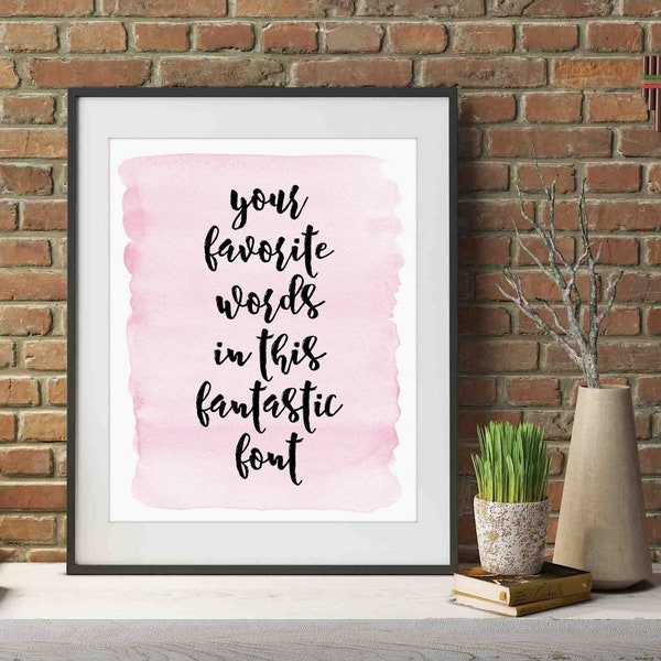 Custom Watercolor Quote Print Sign Framed Canvas Wall Art Poster Personalized Calligraphy Print Song Lyrics Printed Valentines Day Gift