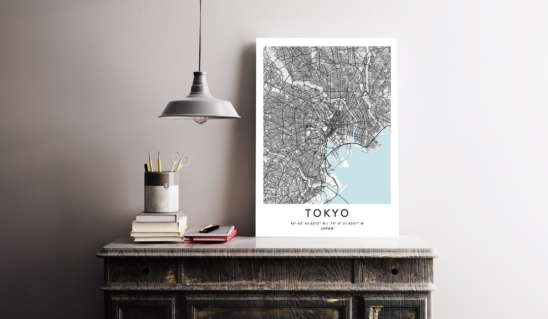 Tokyo Map Print Framed Canvas Wall Art Poster Japan Map Prints With ...